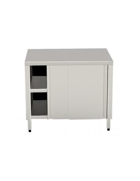 Tavolo Armadiato Inox Ante Scorrevoli cm 130x60x90h - TASE13/6