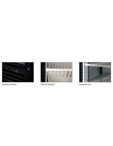 Vetrina Congelatore Statica Gelateria 3 Lati Vetro Nera FR410ST BLK
