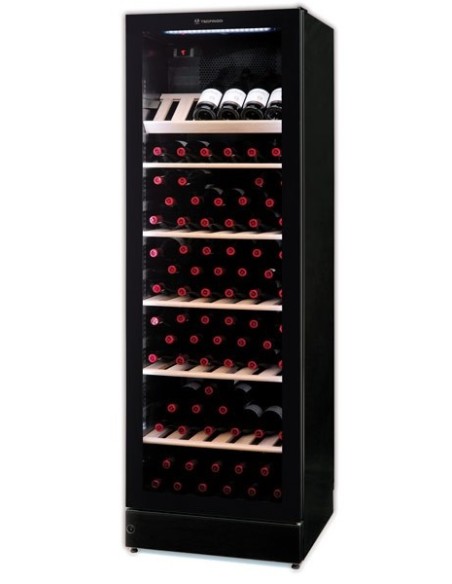 Frigorifero Vino Verticale 6 Ripiani Legno Colore Nero e Luce Led