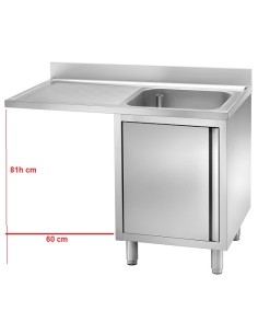 Lavello Inox Armadiato a Sbalzo Anta Battente Vasca Dx cm 120x70x95h