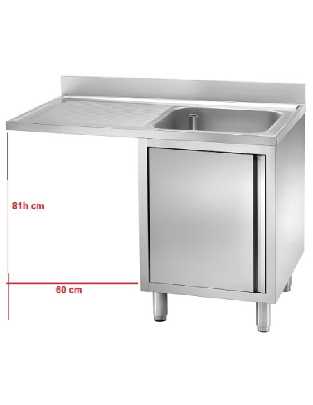 Lavello Inox Armadiato a Sbalzo Anta Battente Vasca Dx cm 120x70x95h