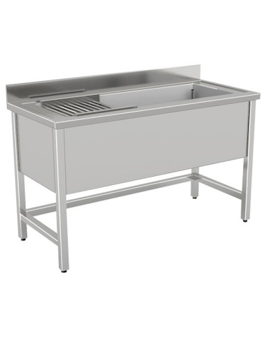 Lavello Inox Lavaggio Pentole a Giorno Dimensione 130x60x85/90h cm