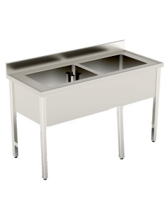 Lavello Acciaio Inox 2 Vasche Dimensione cm 120x60x90h