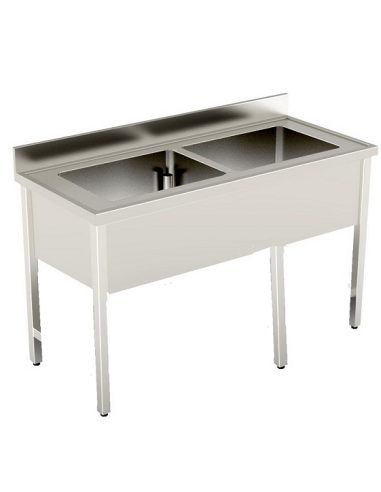 Lavello Acciaio Inox 2 Vasche Dimensione cm 120x60x90h