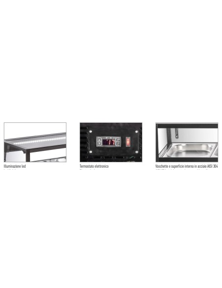 Vetrina Sushi con Vetro Dritto - Capacità 6 GN 1/3 - SUSHI6DGN