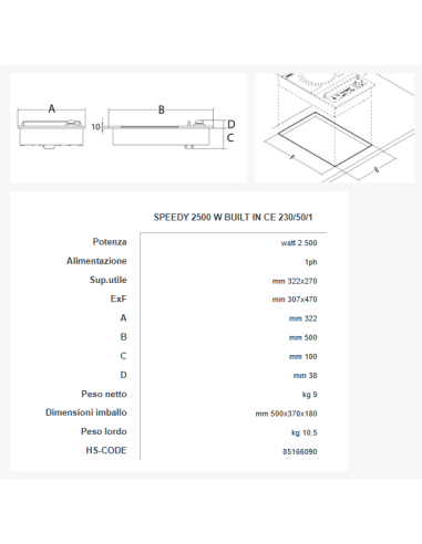 Piastra Induzione da Incasso con Display Digitale - SPEEDY 25 BI