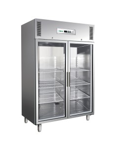 Armadio Frigo Inox Ventilato Doppia Porta in Vetro GN2/1 - G-GN1410TNG