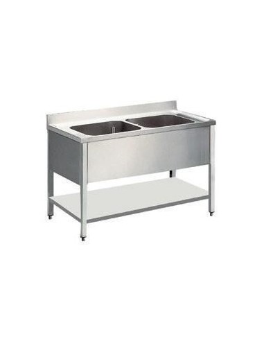 Lavello Inox 2 Vasche Ripiano Inferiore Dimensione 150x60x85h cm