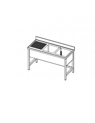 Lavello Inox - 2 Vasche - Gocciolatoio SX - cm 160x60x90h - ELGE2VGSX16/6