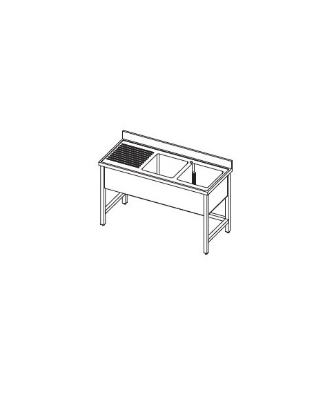 Lavello Inox - 2 Vasche - Gocciolatoio SX - cm 160x60x90h - ELGE2VGSX16/6