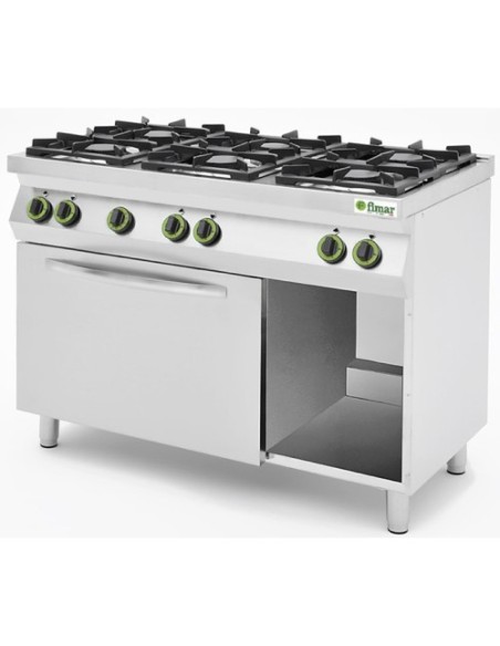 Cucina a Gas 6 Fuochi con Forno + Grill a Gas GN 1/1 - CC76GFG