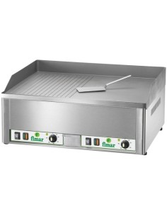 Fry Top Elettrico Piastra Liscia Rigata Acciaio Sabbiato FRY2LR