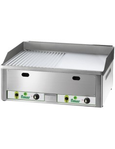 Fry Top a Gas Liscio Rigato Acciaio Cromato Piastra 65x48 cm