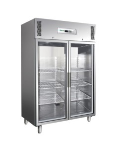 Armadio Frigo Inox Ventilato Doppia Porta in Vetro GN2/1 - G-GN1410TNG
