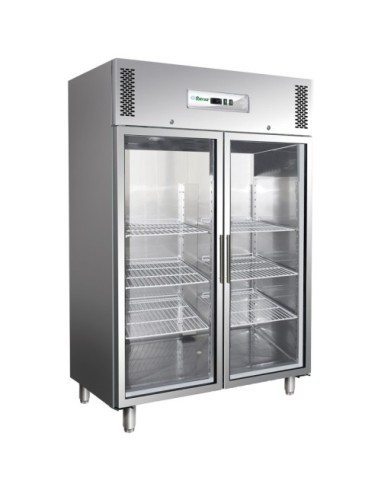 Armadio Frigo Inox Ventilato Doppia Porta in Vetro GN2/1 - G-GN1410TNG Armadio Frigo Inox Ventilato Doppia Porta in Vetro GN2/1 - G-GN1410TNG