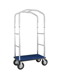 Carrello Portavaligie in Acciaio Cromato Base Moquette Blu - PV4056