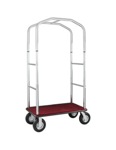 Carrello Portavaligie Hotel in Acciaio Cromato Base Rossa - PV4056R