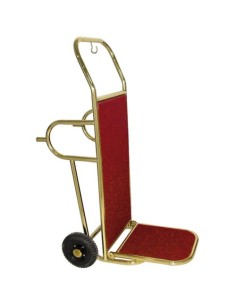 Carrello Portavalige in Acciaio Ottonato Moquette Rossa PV2002