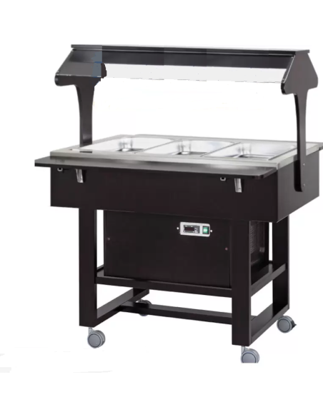 Carrello di Servizio in Legno Refrigerato Colore Grigio 3xGN1/1