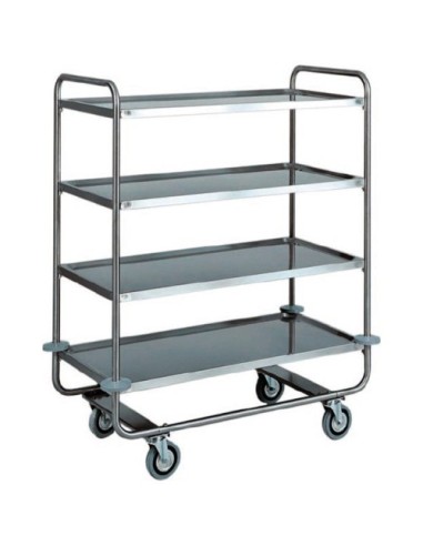 Carrello di Servizio Inox per Trasporto Pesante 4 Ripiani - CA1432