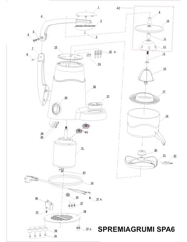 Gruppo Ogiva Acciaio per Spremiagrumi Modello SPA6 Beckers