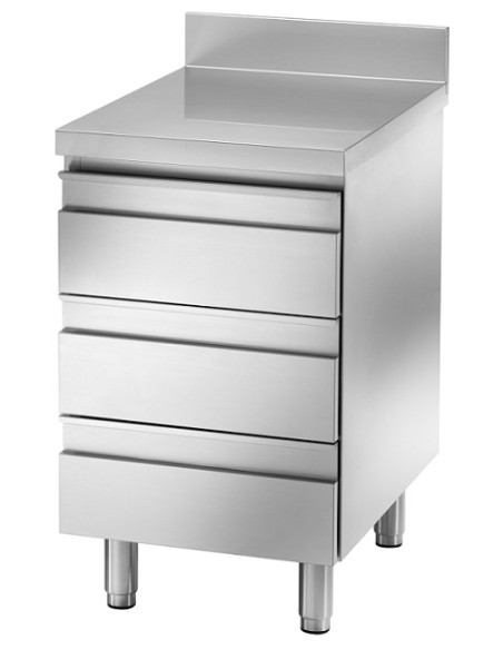 Cassettiera Inox con Alzatina 3 Cassetti Dimensioni 500x700x850h mm