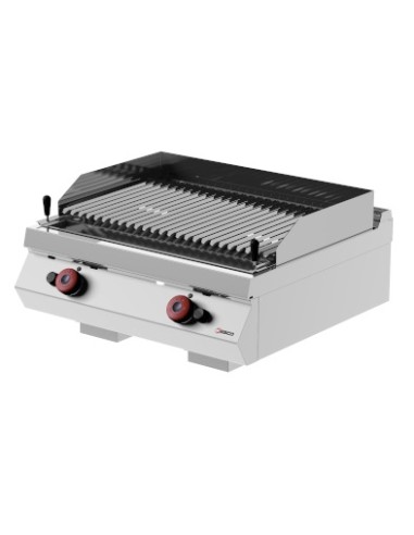 Griglia a Pietra Lavica Doppia a Gas da Banco Griglia Carne 800x705x275h