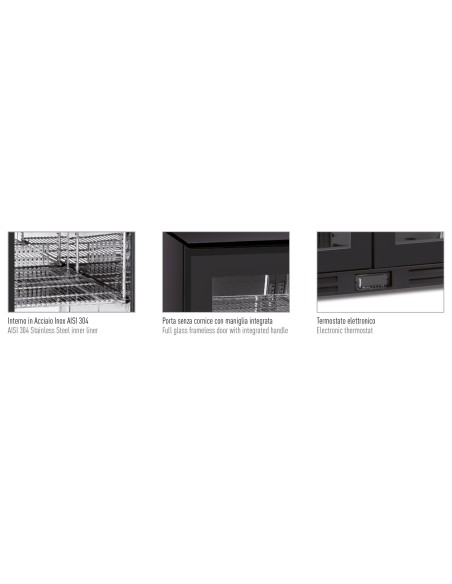 Frigorifero Bevande Sotto Banco Nero Capacità 121Lt - COLD BAR100 BLK