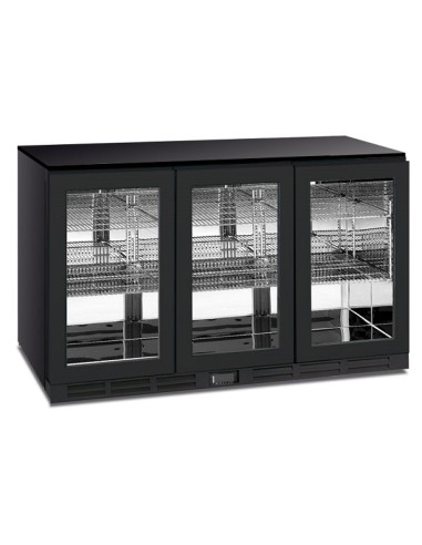 Frigorifero Bevande Nero Sotto Banco Tre Porte Battenti Interno Inox