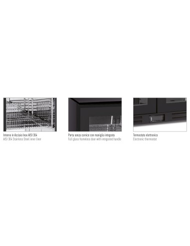 Frigorifero Bevande Sotto Banco Tre Porte Nero - COLDBAR 300BLK