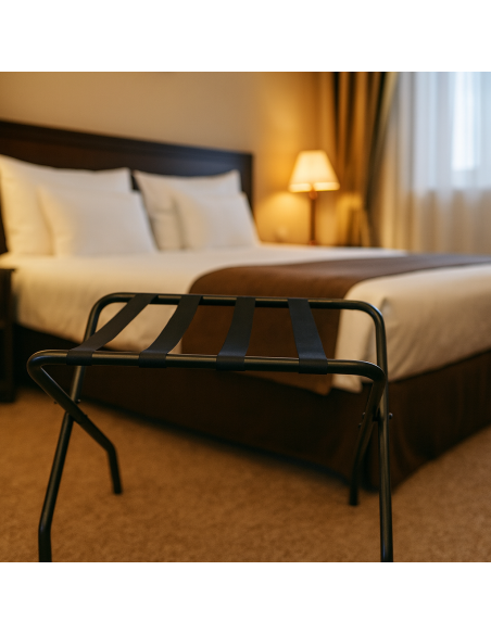 Reggivaligia Camera Hotel Cromato Nero - 2 Quantità - RVBLACK