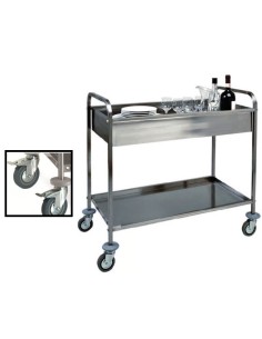 Carrello Servizio Inox Sbarazzo 2 Ruote Frenanti - CA1388RF2