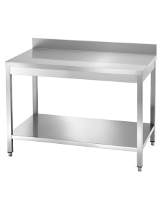 Tavolo Acciaio Inox con Alzatina e Ripiano Dimensioni 60x70x85h - TDL67AVT