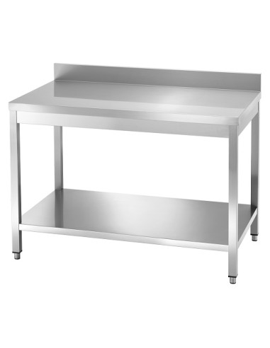 Tavolo Acciaio Inox con Alzatina e Ripiano Dimensioni 60x70x85h - TDL67AVT