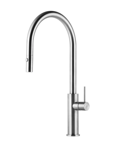 Miscelatore per Lavello Cucina Inox Canna a Ponte Doccia Estraibile