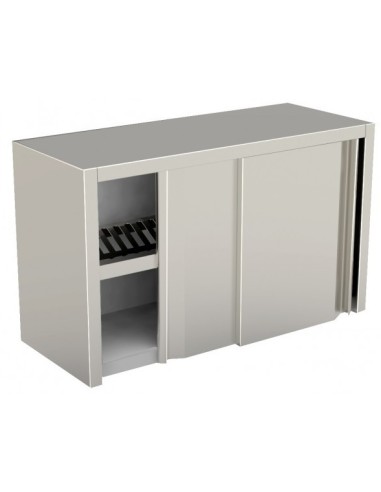 Pensile Inox Scolapiatti con Ante Scorrevoli Base Asolata cm 110x40x60