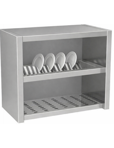 Pensile Inox Scolapiatti Aperto Base Asolata Dimensione cm 120x40x60h