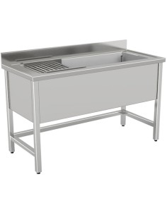 Lavello Inox Lavaggio Pentole a Giorno Dimensione 140x60x85/90h cm