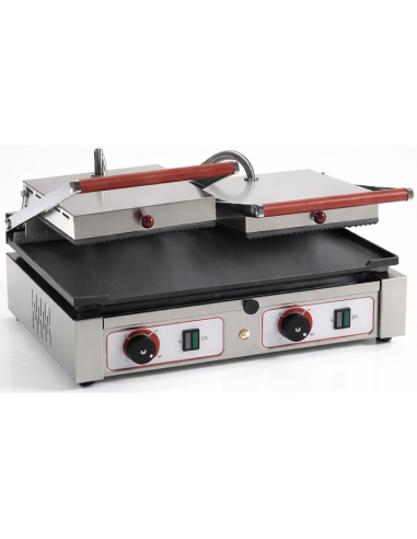 Piastra Elettrica in Ghisa Doppia Liscia Coperchio Rigato - PD1020L