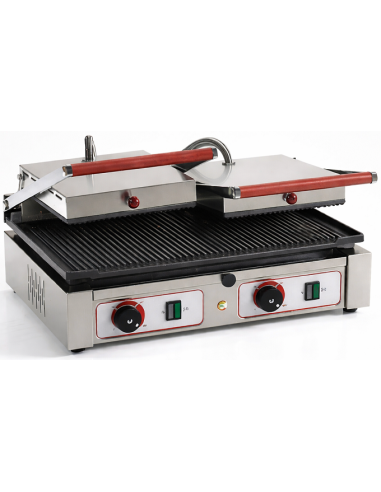 Piastra Elettrica in Ghisa Doppia Rigata Coperchi Rigati - PD1020R