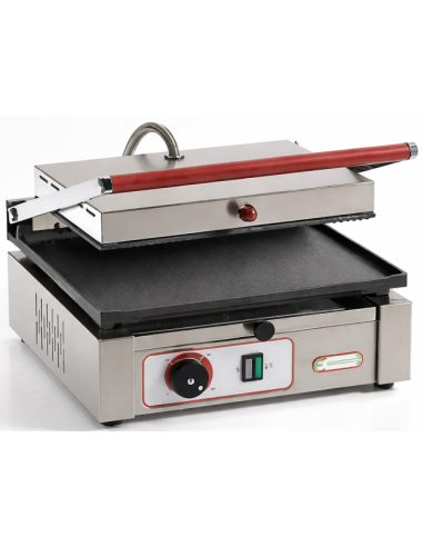 Piastra Elettrica in Ghisa Liscia Coperchio Rigato Superficie Utile 370x242 mm