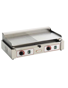 Piastra Elettrica Doppia Mista In Acciaio Cromato Senza Coperchio Superficie 550x242