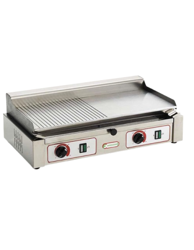 Piastra Elettrica Doppia Mista In Acciaio Cromato Senza Coperchio Superficie 550x242