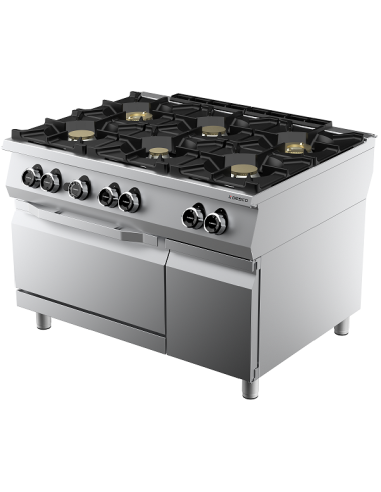 Cucina a Gas 6 Fuochi Aperti con Forno a Gas GN 2/1 Statico - 93FAGMA