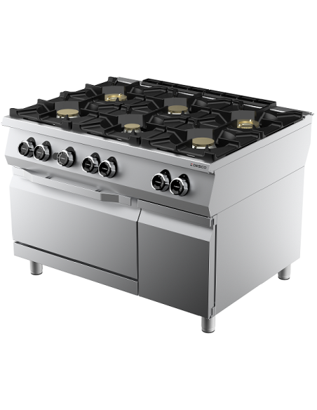 Cucina Elettrica 6 Fuochi Aperti con Forno Elettrico GN2/1 Statico