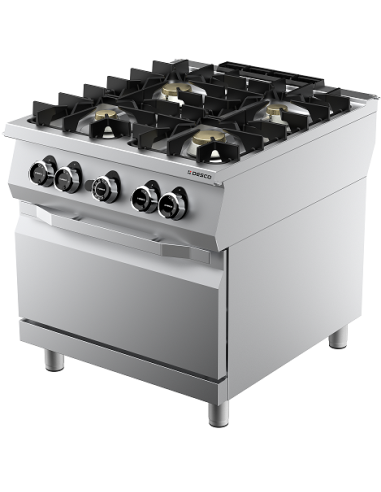 Cucina Elettrica 4 Fuochi Ermetici con Forno Elettrico GN 1/1 Ventilato