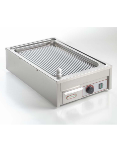 Frytop Elettrico da Banco in Acciaio Inox Rigato 270x470 mm