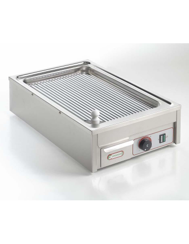 Frytop Elettrico da Banco in Acciaio Inox Rigato 270x470 mm