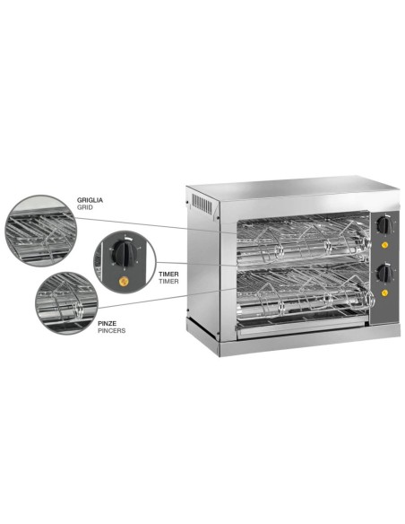 Tostiera Elettrica da Banco con Tubi al Quarzo 6 Pinze - TS6