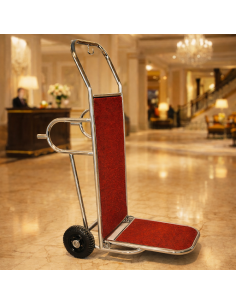 Carrello Portavaligie Pieghevole PV2002I Acciaio Inox Base Rossa